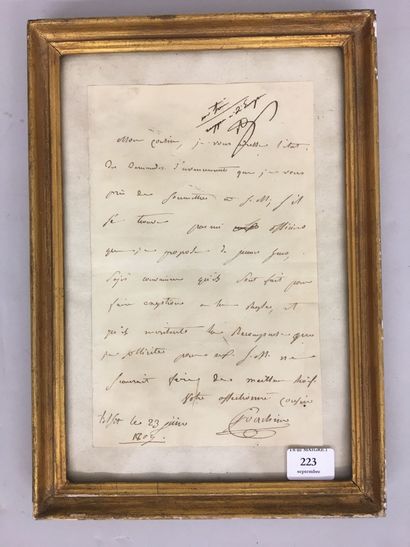 Lettre manuscrite signée Joachim (Murat)...