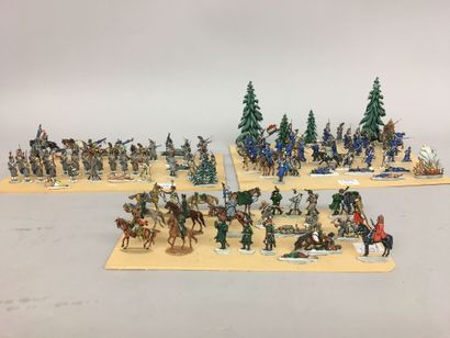 Grand diorama fait de 3 pièces, la retraite...