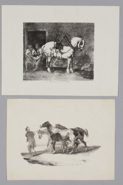 Théodore GERICAULT (1791-1824) Chevaux conduits...