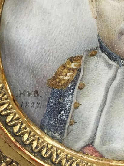 Miniature ronde sur vélin représentant l'Empereur...