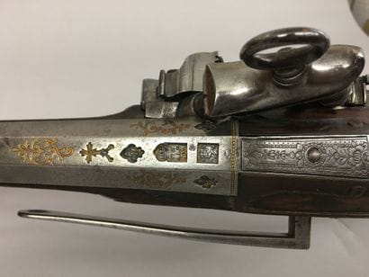 Intéressant fusil de chasse à silex espagnol,...