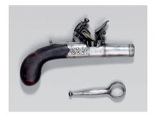 Petit pistolet coup de poing à silex, canon...