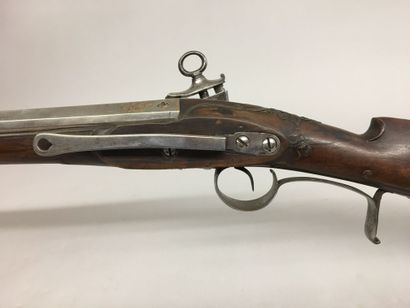 Intéressant fusil de chasse à silex espagnol,...