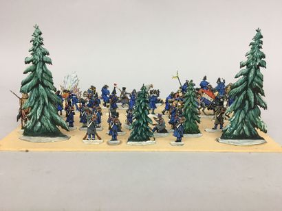 Grand diorama fait de 3 pièces, la retraite...