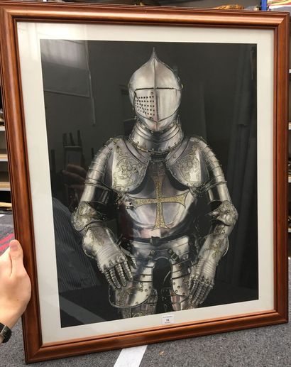 Grand dessin au pastel représentant une armure...