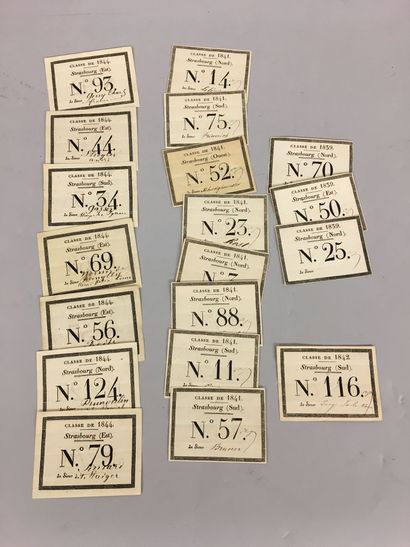 Ensemble de 19 billets de tirage au sort...
