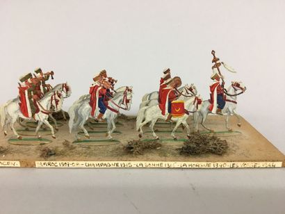 Diorama avec des plats d'étain, peinture...