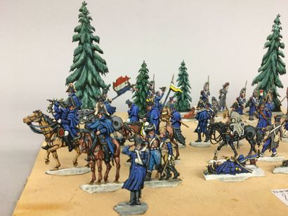 Grand diorama fait de 3 pièces, la retraite...