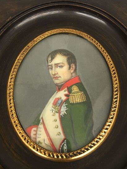 4 minatures gouachées représentant Napoléon,...