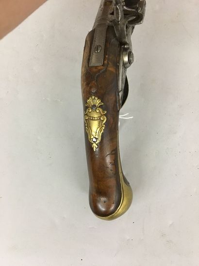 Grand pistolet à silex , canon poinçonné...