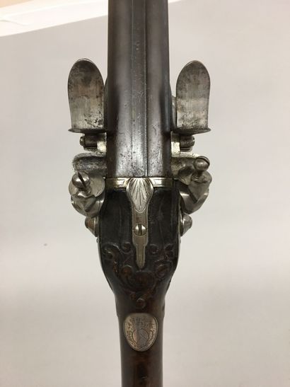 Fusil de chasse à silex à double canon en...