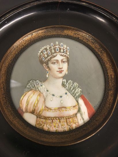 4 minatures gouachées représentant Napoléon,...