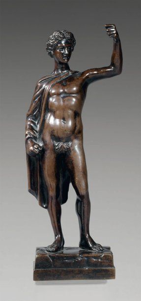 Apollon Statuette en bronze patiné Italie...