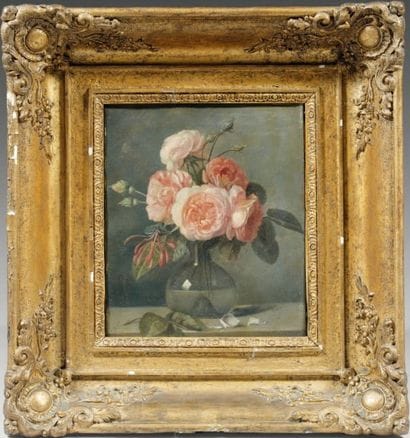Ecole FRANCAISE vers 1820
Vase de roses Sur...