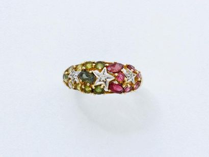 Bague jonc en or 750 millièmes, habillée...
