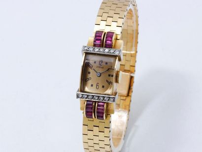 Montre bracelet de dame en or 750 et platine...