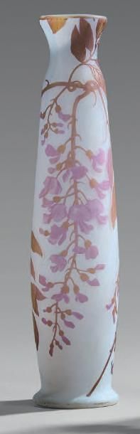 LEGRAS
Grand vase cylindrique à col légèrement...