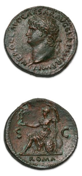 NÉRON (54-68)
Sesterce (64). Rome.
Sa tête...