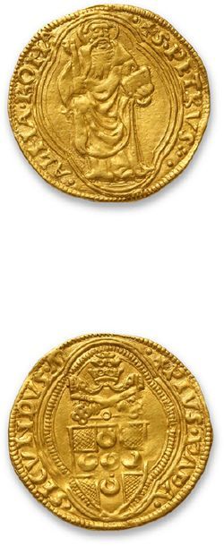 Pie II (1450-1464)
Ducat d'or au saint Pierre....