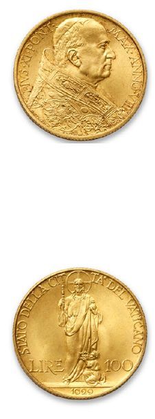 Pie XI (1922-1939)
100 lire or. 1929. Rome....