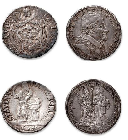 Teston: 5 exemplaires variés. Sixte V - Paul...