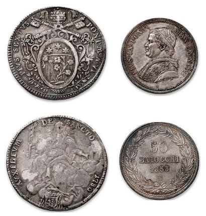 Scudo: 2 exemplaires. Pie VI - Grégoire XVI.
Demi...