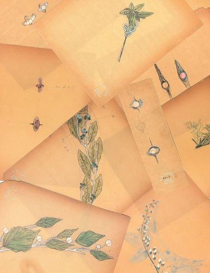 - Lot d'un dessin et d'un découpage sur papier...