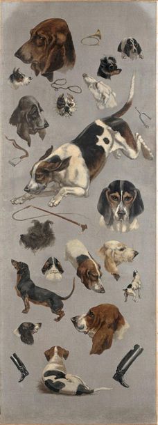 ECOLE FRANCAISE
Étude de chiens de chasse,...