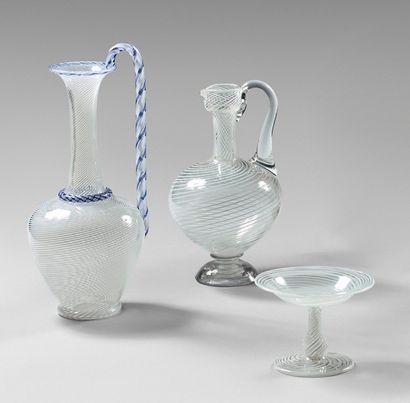 Aiguière en cristal (Baccarat ?) à décor...