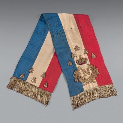 Flag tie in tricolour moire, embroidered...
