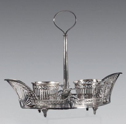Openwork silver 950 thousandths shuttle-shaped...