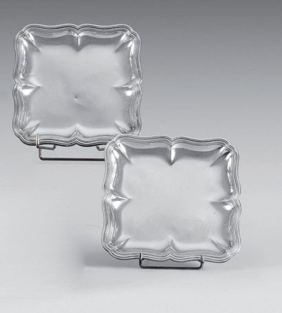 Pair of square dishes in plain silver 950...