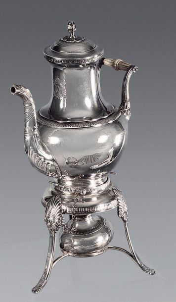 Solid silver kettle engraved with the imperial...