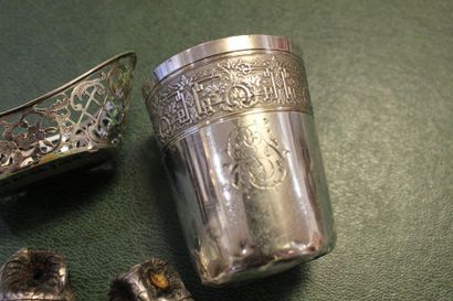 Silver 950 thousandths lot including: a monogrammed...