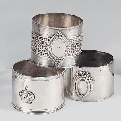 Three napkin rings in silver 800 and 950...
