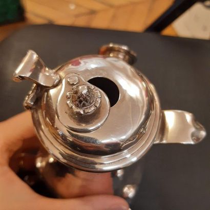 Small tripod chocolate maker in plain silver...