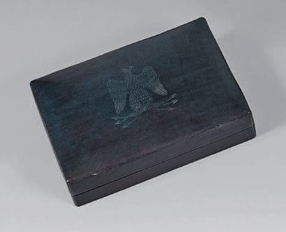 Rectangular green box with eagle and brown...