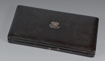 Black chagrin case, with a silver N applied,...