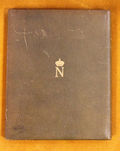 Small brown leather picture holder, struck...