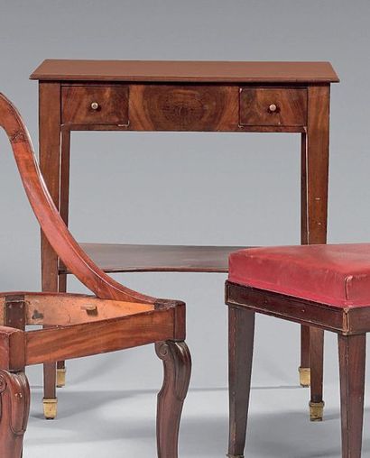 Small mahogany desk opening to a drawer,...
