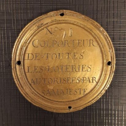 Rare engraved bronze peddler's badge with...