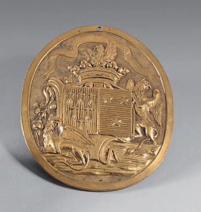 Property plaque with the arms of the wedding...