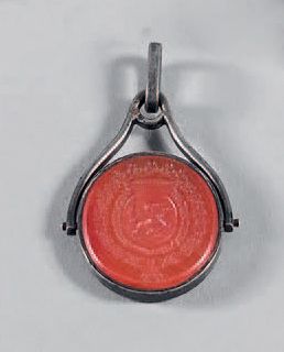 Necklace Argent set with a carnelian engraved...