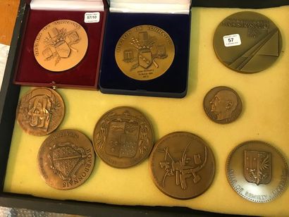 Set of ten bronze table medals: 