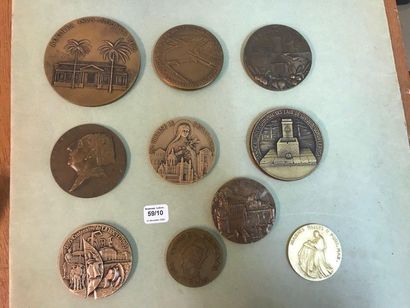 Set of ten bronze table medals: 