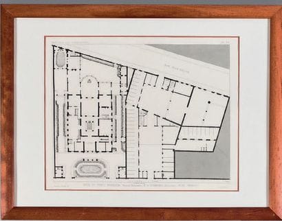 Suite of eight black engravings representing...