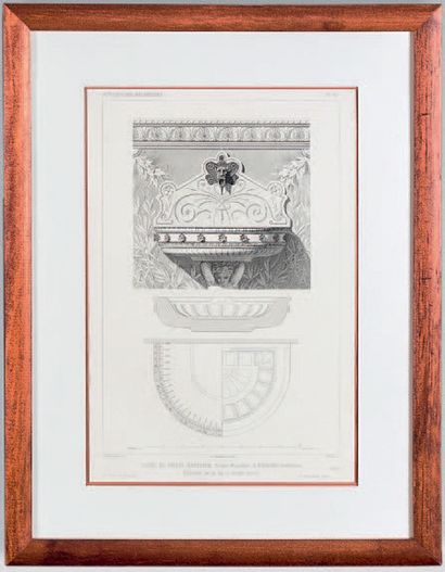 Suite of eight black engravings representing...