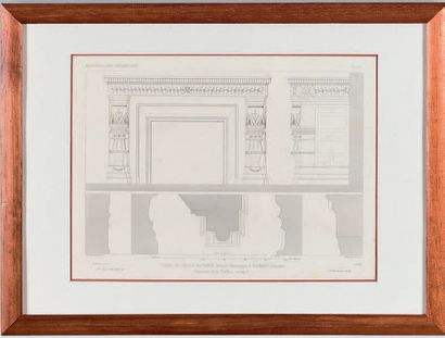 Suite of eight black engravings representing...