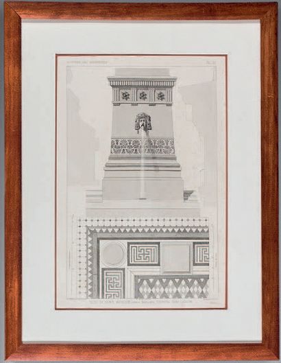 Suite of eight black engravings representing...
