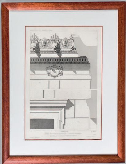 Suite of eight black engravings representing...